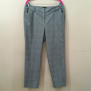 TALBOTS Womens 14 Hampshire Pants Glen Plaid Black White Preppy Career Workwear